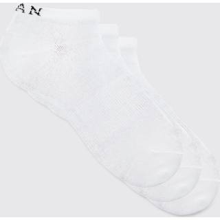Mens White 3 Pack Man Trainer Socks