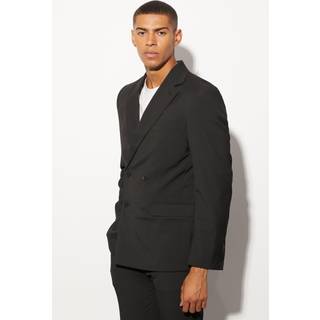 Mens Black Slim Double Breasted Suit Jacket