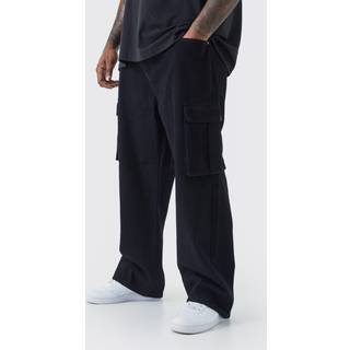 Mens Black Plus Relaxed Rigid Cargo Jeans