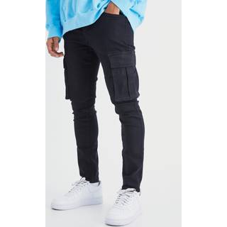Mens True Black Skinny Stretch Cargo Jean