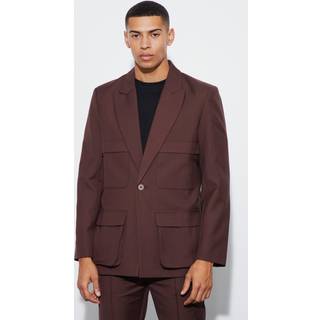 Mens Chocolate Relaxed Fit Cargo Blazer