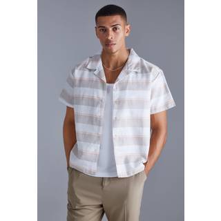 Mens Orange Short Sleeve Boxy Colour Pop Stripe Shirt