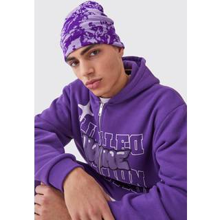 Mens Purple Cherub Tonal Graphic Beanie