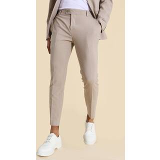 Mens Stone Skinny Fit Cropped Suit Trousers