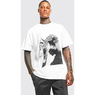 Mens White Oversized Tupac License T-shirt