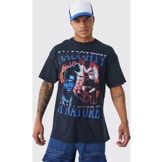 Mens Black Oversized Naughty By Nature License T-shirt