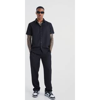 Mens Black Regular Fit Soft Twill Smart Shirt & Trouser Set