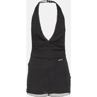 Miu Miu Halterneck silk chiffon top - black - XS