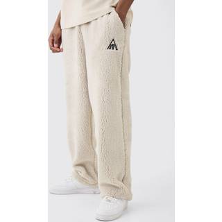 Mens Stone Oversized Man Embroidery Borg Jogger
