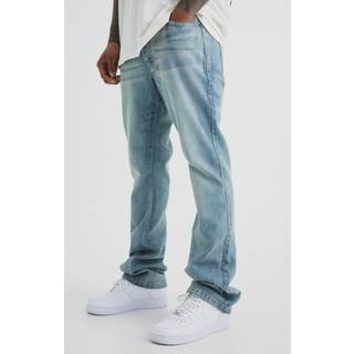 Mens Antique Blue Slim Flare Rigid Washed Jeans