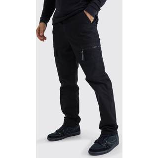 Mens Black Relaxed Carpenter Zip Hem Contrast Stitch Trouser