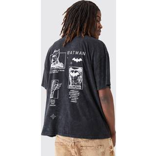Mens Charcoal Oversized Batman Wash License T-shirt