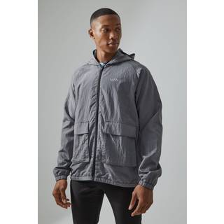 Mens Charcoal Man Active Crinkle Nylon Utility Regular Fit Windbreaker