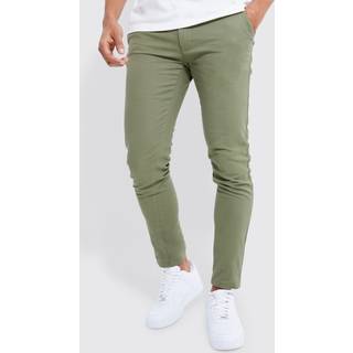 Mens Khaki Fixed Waist Skinny Chino Trouser