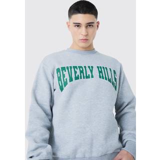Mens Grey Marl Regular Fit Beverley Hills Varsity Sweatshirt