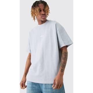 Mens Blue Tall Oversized Silicone Print Panelled T-shirt