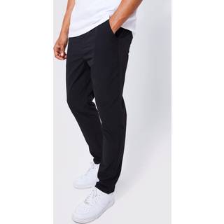 Mens Black Elasticated Waist Technical Stretch Slim Trouser