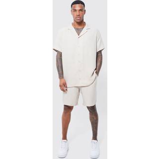 Mens Natural Oversized Linen Shirt And Short Set