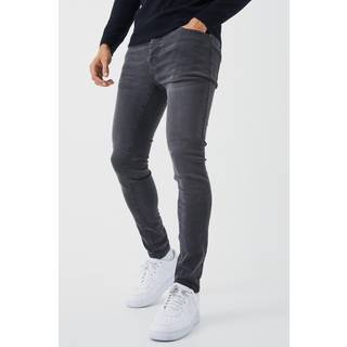 Mens Charcoal Super Skinny Stretch Washed Jeans