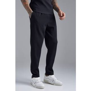 Mens Black Slim Fit Pleated Trousers