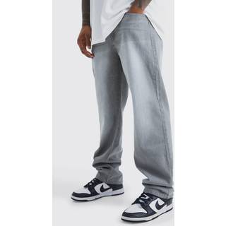Mens Mid Grey Relaxed Rigid Washed Jeans