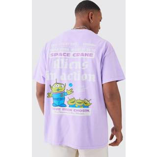 Mens Purple Oversized Toy Story Wash Alien License T-shirt