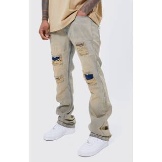 Mens Petrol Slim Flare Rip & Repair Jeans
