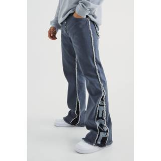 Mens Mid Grey Relaxed Rigid Flare Offcl Panel Jeans