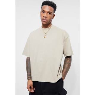 Mens Stone Oversized Extended Neck Boxy T-shirt