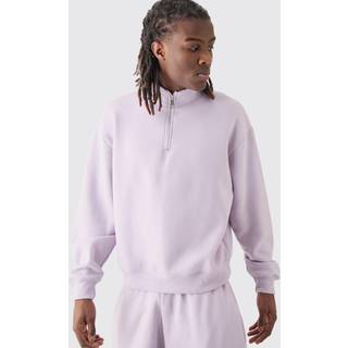 Mens Lilac Oversized Boxy 1/4 Zip Sweatshirt