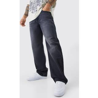 Mens Washed Black Baggy Rigid Washed Jeans