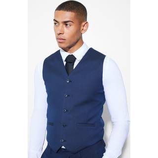 Mens Navy Skinny Waistcoat