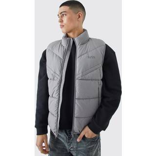 Mens Grey Man Dash Quilted Funnel Neck Gilet