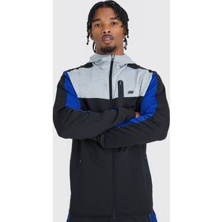 Mens Navy Man Active Zip Through Panel Hoodie