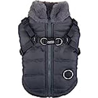 Hvalpe Donavan vinterhundfrakke med integreret sele Ingen tr?k koldt vejr vandt?t varm fleece tilbage lynl?s til lille og mellemhund gr? x-stor