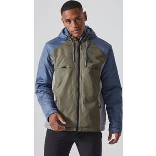 Mens Khaki Colour Block Padded Ripstop Regular Fit Jacket