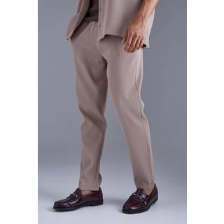 Mens Mocha Slim Fit Pleated Trousers