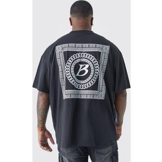 Mens Black Plus Oversized M Chain Link Back Print T-shirt