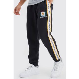 Mens Black Man Gold Embroidered Jogger
