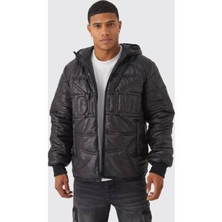 Mens Black Homme Quilted Puffer With Hood
