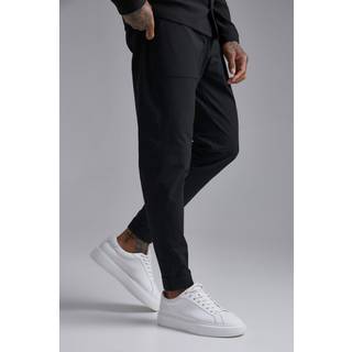Mens Black Nylon Technical Stretch Slim Trouser