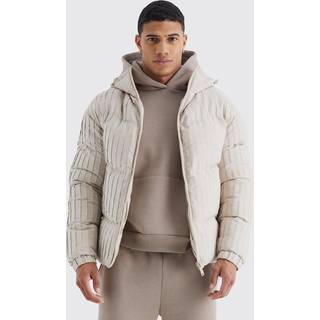 Mens Stone Pleated Puffer With Hood