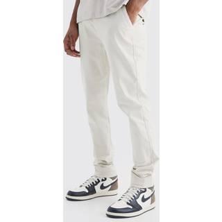 Mens Ecru Tall Slim Chino Trouser With Woven Tab