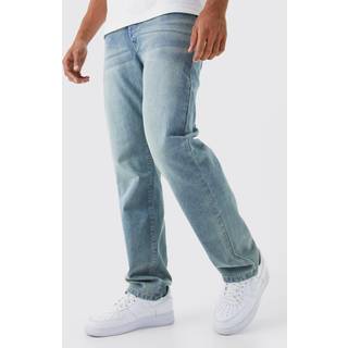 Mens Antique Blue Relaxed Rigid Washed Jeans