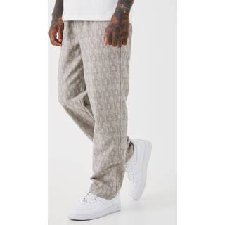 Mens Stone Elastic Waist Straight Woven Geo Trouser