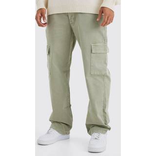 Mens Olive Relaxed Overdye Cargo Trouser