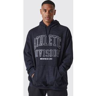 Mens Washed Black Man Active Oversized Acidwash Athletic Hoodie
