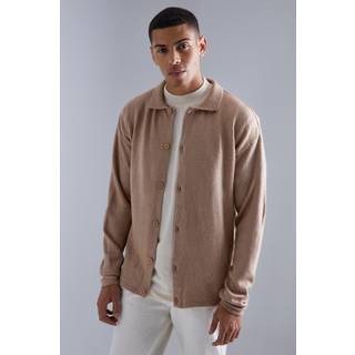 Mens Stone Long Sleeve Knitted Shirt