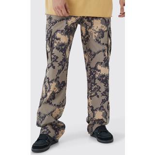 Mens Stone Tall Relaxed Pixelated Camo Cargo Trouser