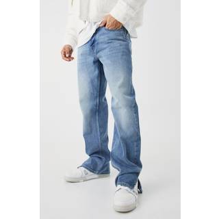 Mens Antique Blue Relaxed Rigid Zip Hem Jeans